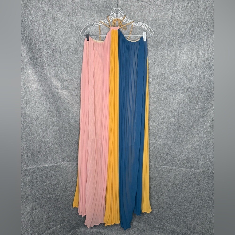 L'ATISTE By Amy Colorblock Chiffon Trapeze Maxi Dress- Sz M